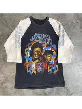 Vintage 17x25 80s Michael Jackson Victory Tour 1984 Raglan